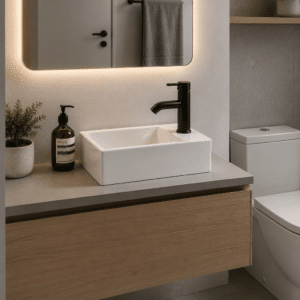 Econokit Mini Grand N Paquete Lavabo llave negra y desagües - Imagen 1