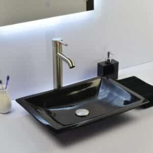 Econokit Flat Satín Paquete Lavabo ovalin negro llave contra y céspol - Imagen 2