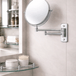Espejo baño redondo a pared muro plegable de 8" doble cara con aumento lupa 20 cms AC-044