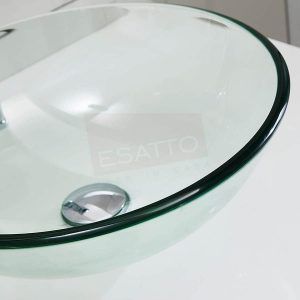 Econokit Drop C Paquete lavabo ovalín vidrio cristal con llave cuadrada y desagües - Imagen 10