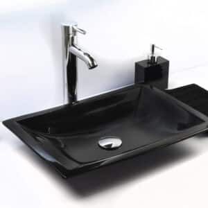 Econokit Flat Paquete Lavabo ovalin negro llave contra y céspol