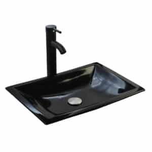 Econokit Flat N Paquete Lavabo ovalin negro llave negra contra y céspol - Imagen 2
