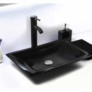 Econokit Flat N Paquete Lavabo ovalin negro llave negra contra y céspol - Imagen 1