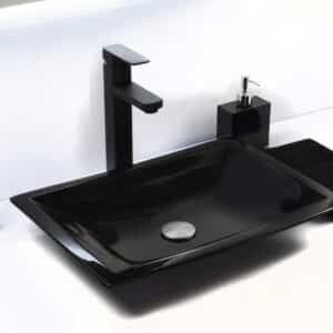Econokit Flat NC Paquete Lavabo ovalin negro llave negra cuadrada contra y céspol