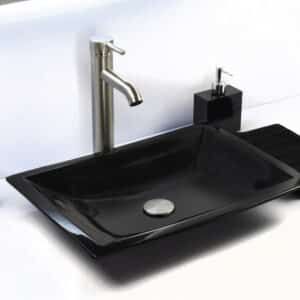 Econokit Flat Satín Paquete Lavabo ovalin negro llave contra y céspol - Imagen 1