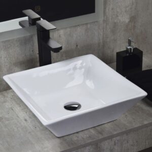 Econokit Maya NC Paquete Lavabo + Llave negra cuadrada + Desagües
