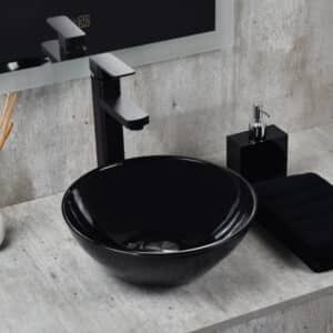 Econokit Nero NC Paquete Lavabo ovalin negro llave negra cuadrada contra y céspol - Imagen 2