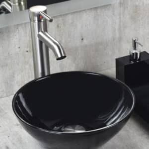 Econokit Nero Satín Paquete Lavabo ovalin negro llave contra y céspol - Imagen 1