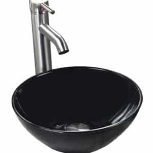 Econokit Nero Satín Paquete Lavabo ovalin negro llave contra y céspol - Imagen 2