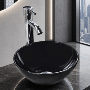 Econokit Nero Paquete Lavabo ovalin negro llave contra y céspol - Imagen 3