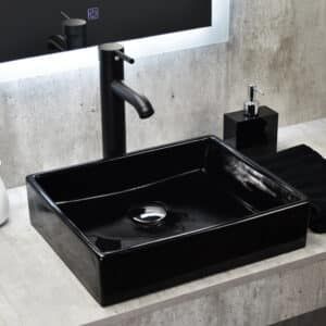 Econokit Plek N Paquete Lavabo ovalin negro llave negra contra y céspol - Imagen 2