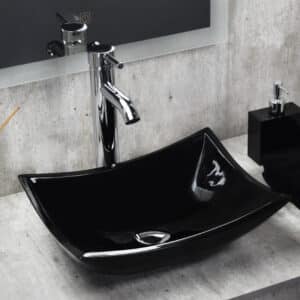 Econokit Stylo Paquete Lavabo ovalin negro llave contra y céspol