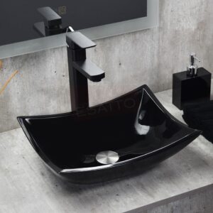 Econokit Stylo NC Paquete Lavabo ovalin negro llave negra cuadrada contra y céspol