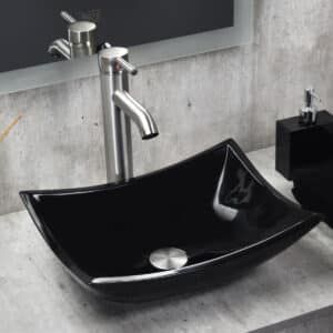 Econokit Stylo Satín Paquete Lavabo ovalin negro llave contra y céspol - Imagen 2