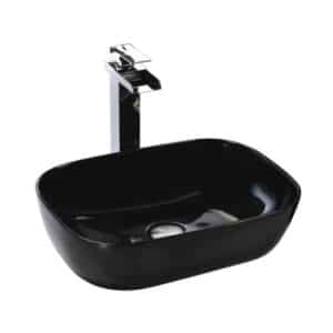 Econokit Vonia CC Paquete Lavabo ovalin negro llave cromo cascada contra y céspo - Imagen 3