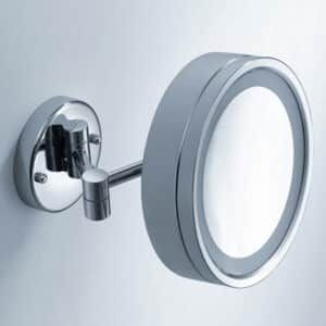 Espejo con luz led baño redondo a pared muro plegable de 7" doble cara con aumento lupa 18 cms AC-050 - Imagen 1