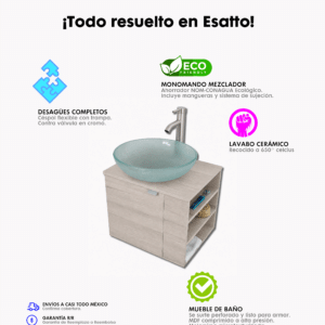 MUEBLE PARA BAÑO MODERNO DTUA DROP SATÍN - Imagen 8