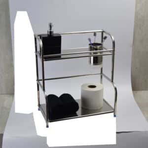 Repisero organizador especiero toallero con vaso cromo 2 niveles AC-049 - Imagen 1