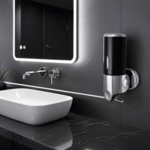 Despachador jabón DI-019 en acero inoxidable y negro de lujo