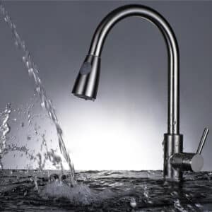 GC-026 LLAVE MONOMANDO SATINADO DE COCINA REGADERA EXTRAIBLE - Imagen 4
