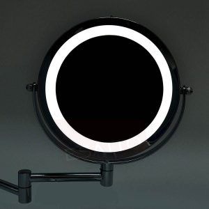 Espejo con luz led baño redondo a pared muro plegable de 7" doble cara con aumento lupa 18 cms AC-050 - Imagen 2