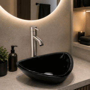 Econokit Drei Satín Paquete Lavabo ovalin negro llave contra y céspol - Imagen 1