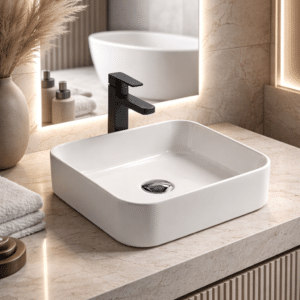 Econokit Bild NC Paquete Lavabo llave negra cuadrada + desagües
