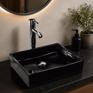 Econokit Plek Paquete Lavabo ovalin negro llave contra y céspol