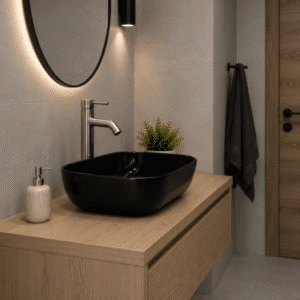 Econokit Vonia Satín Paquete Lavabo ovalin negro llave contra y céspol - Imagen 2