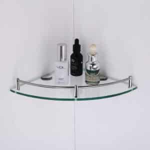 Kit Bel Espejo baño redondo a pared muro plegable 20 cms doble cara aumento y dos repisas de cristal - Imagen 3