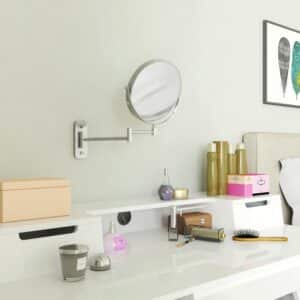 Kit Bel Espejo baño redondo a pared muro plegable 20 cms doble cara aumento y dos repisas de cristal - Imagen 10