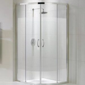 Cancel cabina para baño económico curvo sin base con rayas 88 x 88 x 182 CA-ROM + 2 repisas gratis - Imagen 3