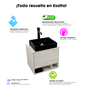 MUEBLE PARA BAÑO MODERNO DCUA PLEK N Listo para instalar - Imagen 10