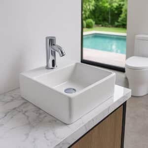 Econokit Luft Z paquete lavabo empotrable a muro llave de sensor y desagües - Imagen 1