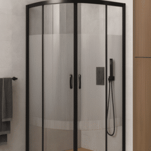Cancel cabina negro para baño económico curvo sin base con rayas 89 x 89 x 180 CA-ROM-N - Imagen 6