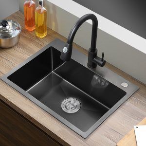 Econokit One NN Paquete Tarja negra fregadero llave negra cocina contra y céspol - Imagen 1
