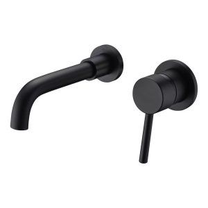 Grifo monomando con maneral negro a muro para lavabo o tarja GB-052 - Imagen 5