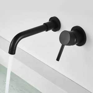 Grifo monomando con maneral negro a muro para lavabo o tarja GB-052 - Imagen 1
