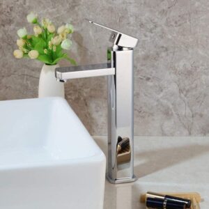 LLAVE MONOMANDO PARA BAÑO ALTO CUADRADO CROMO MZA039C