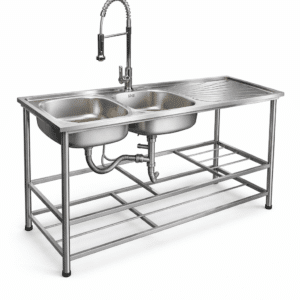 Econokit Stahl Paquete Tarja profesional fregadero doble llave cocina contras y céspol - Imagen 2
