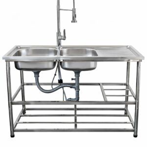 Econokit Stahl Paquete Tarja profesional fregadero doble llave cocina contras y céspol - Imagen 6
