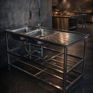 Econokit Stahl Paquete Tarja profesional fregadero doble llave cocina contras y céspol - Imagen 5