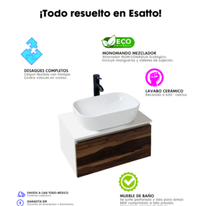Mueble moderno para baño con luz Antara Kent listo para instalar varias combinaciones - Imagen 3