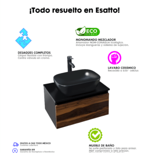 Mueble moderno para baño con luz Antara Vonia listo para instalar varias combinaciones - Imagen 3