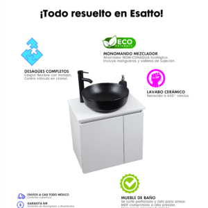 Mueble moderno para baño Bliss Svart N listo para instalar - Imagen 9