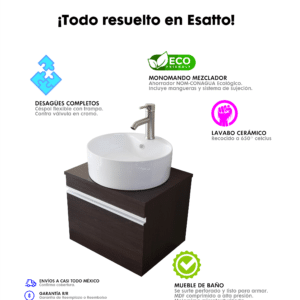 MUEBLE PARA BAÑO MODERNO DBTA RONDO SATIN - Imagen 8