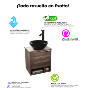 MUEBLE PARA BAÑO MODERNO LAVABO NEGRO DCNB NERO N - Imagen 11