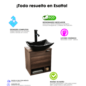 MUEBLE PARA BAÑO MODERNO LAVABO NEGRO DCNB STYLO N - Imagen 9