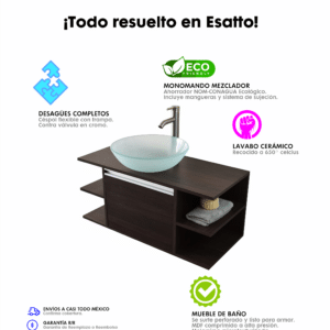 MUEBLE PARA BAÑO MODERNO DETC DROP SATIN 2 - Imagen 8