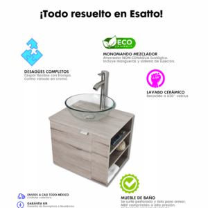 MUEBLE PARA BAÑO MODERNO DTUA DROPPIE SATIN - Imagen 8